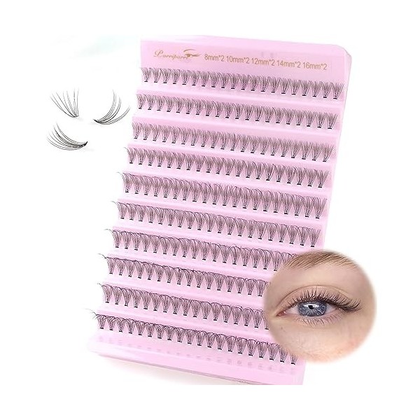 Parriparri Faux Cils Individuel Kit Bande Transparente 3D Extension Cils avec Lash Bond and Seal et Applicateur 120 Grappe Fa