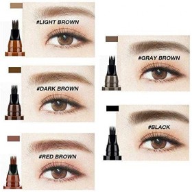 hmkazm Stylo à Sourcils 4 Points, Stylo de Tatouage à Sourcils à Pointe de Fourche, 5 Couleurs Stylo à Sourcils étanche et Du