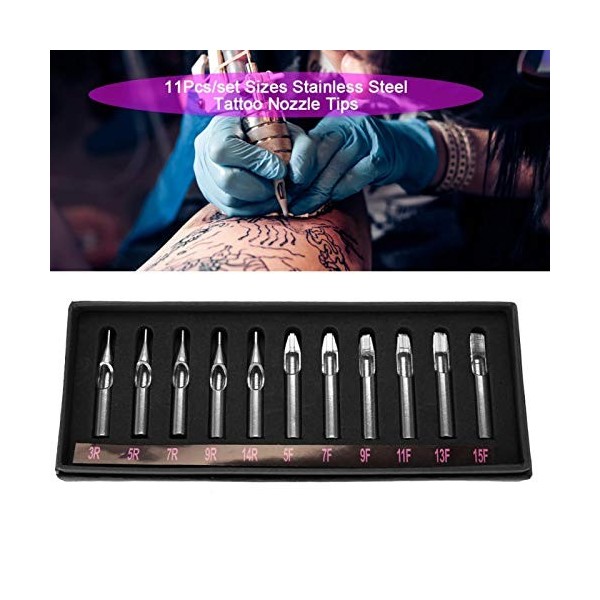 Ensemble dEmbouts De Buse Tatouage, Embouts Tatouage en Acier Inoxydable Kit Mélange à Aiguille Universel Pointes avec Paque