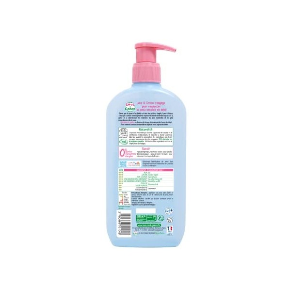 Love & Green - Eau Micellaire Nettoyante Bio 0% 500 ml - Fabriqué en France - Le packaging peut varier Lot de 2 