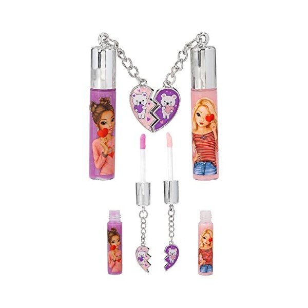 Depesche 12183 TOPModel BFF-Set de beauté pour Enfants composé de 2 Gloss parfumés en Violet et Rose, avec Pendentif en Forme