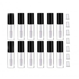 ericotry Lot de 12 mini tubes vides pour gloss à lèvres, baume à lèvres, flacon de rangement avec applicateur 3 ml/transpare