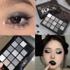 Smokey Palette de maquillage pour les yeux Noir fumé mat et pailleté 15 couleurs Noir foncé argenté blanc gris ombre métalliq