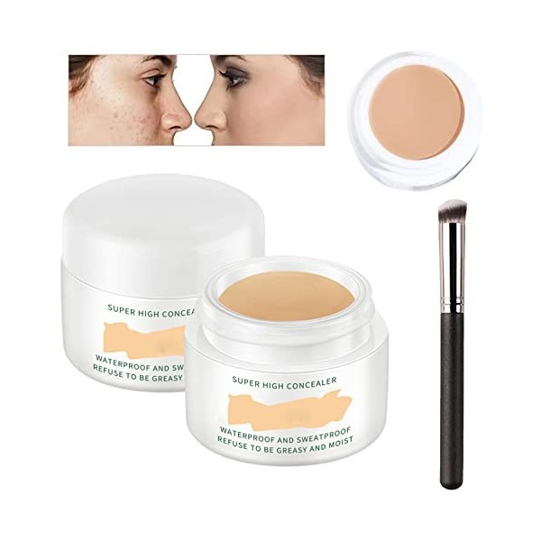 Long Lasting Waterproof Concealer Full Coverage Foundation Waterproof Moisturizing Concealer, Gife to 1 Brush for Sensitive S