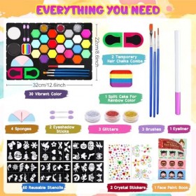 MULEVIP Palette Maquillage Enfant 27 Couleurs Peinture Visage Enfant,Maquillage Enfant Kermesse,Peinture Corporelle Maquillag