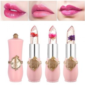 Mengxin 3 Pièces Rouge a Levre Transparent avec Fleur Rouge a Levre Fleur a Lintérieur Brillant à Lèvres Gloss Transparent L