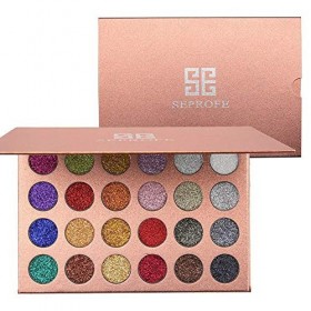24 Couleurs Strass et Paillettes Briller Palette de Fard à Paupières Pressée Scintillant Métallisé Très Pigmenté Scintillant