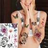 Geweir 6 Feuilles Aquarelle Kit Tatouage Ephemere Femme Diamant Lavande Papillon Fleur Rose Renard 3D Faux Tatouage Enfant Fi