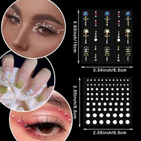 GWAWG 9 Feuilles Bindi Dots Bijoux Visage Strass Visage Gemmes Autocollant Corps Tatouages Temporaires Multicolore Pour Femme