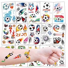 Tatouage Enfant Garçon Fille, 15 Feuilles Football Temporaires Tattoo Kit