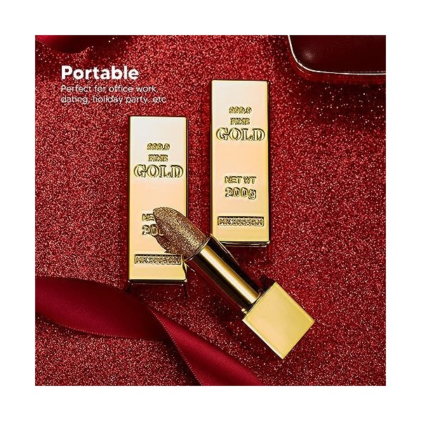 Rouge à Lèvres à Changement de Couleur, Hydratant Longue Durée Rouge à Lèvres doré Brillant Maquillage Scintillant pour le Tr