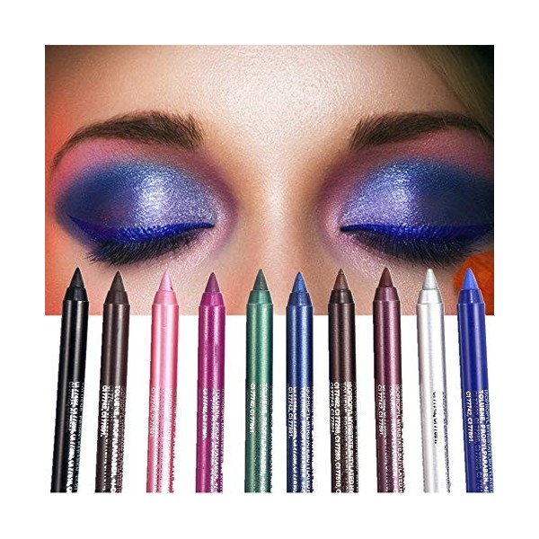 Lot de 10 crayons à paupières professionnels étanches et colorés pour eye-liner