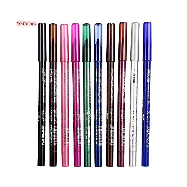 Lot de 10 crayons à paupières professionnels étanches et colorés pour eye-liner