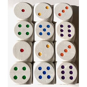 Cube arc-en-ciel en bois : yeux cubiques aux yeux de différentes couleurs, taille standard pour jeux de société 16 mm , fabr