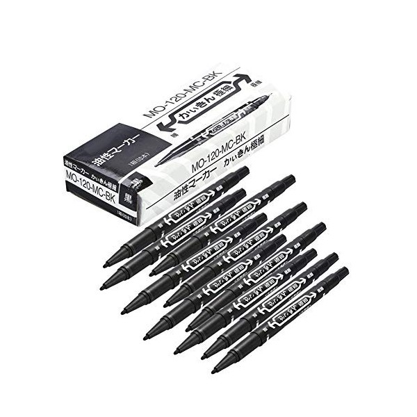 Marqueur de Peau de Tatouage Noir 10PCS / Box, Stylo de marquage de Peau à Double extrémité Fluent Fine/Thick Pointe Piercing