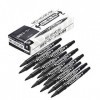 Marqueur de Peau de Tatouage Noir 10PCS / Box, Stylo de marquage de Peau à Double extrémité Fluent Fine/Thick Pointe Piercing