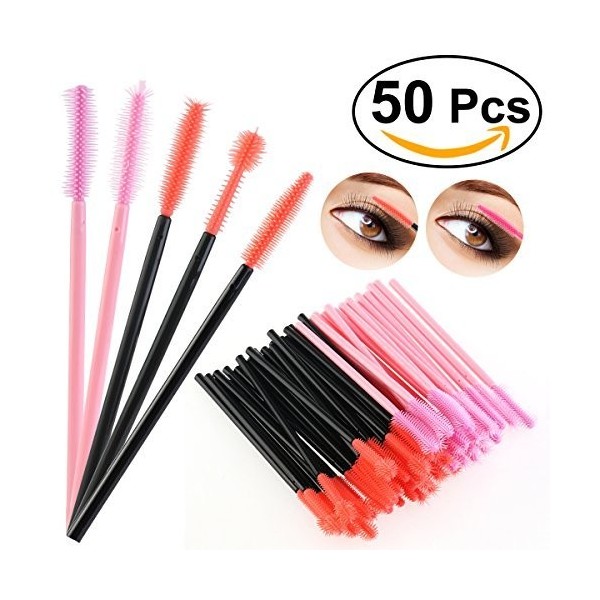 NUOLUX 50pcs brosse de baguettes jetables cils Mascara Set cosmétique Silicone souple cils