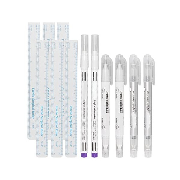 Lot de 6 Stylos Marqueurs de Tatouage, Stylo Marqueur de Peau à Pointe Chirurgicale Professionnelle, Stylos Marqueurs de Tato