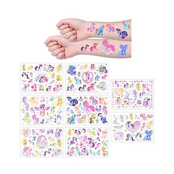 AOMIG Tatouage Temporaire Enfant, 8 Feuilles Etanche Tatouage Ephémère Kit Tatoo, Mignons Fournitures de Fête dAnniversaire 