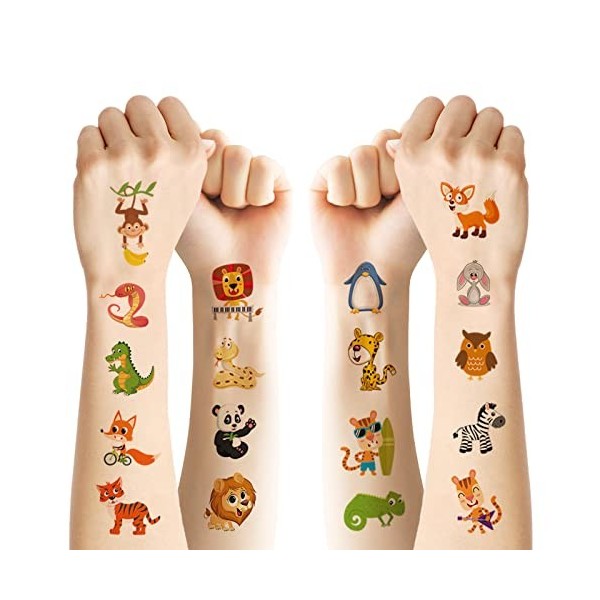 AOMIG Tatouage Temporaire Enfant, 8 Feuilles Etanche Tatouage Ephémère Kit Tatoo, Mignons Fournitures de Fête dAnniversaire 