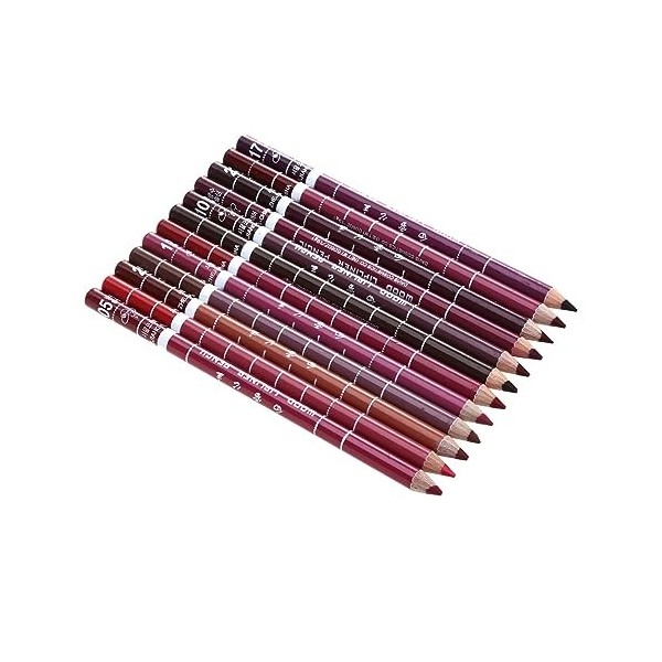 FRCOLOR Lot de 12 crayons à lèvres - Crayon à lèvres - Crayon à lèvres - Crayon à sourcils - Résistant à leau