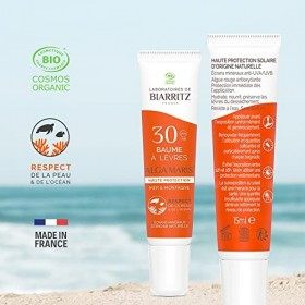 Laboratoires de Biarritz - Baume à Lèvres Mer et Montagne - SPF30 - ALGA MARIS® Certifié Bio - Protège et Hydrate - Haute Ten