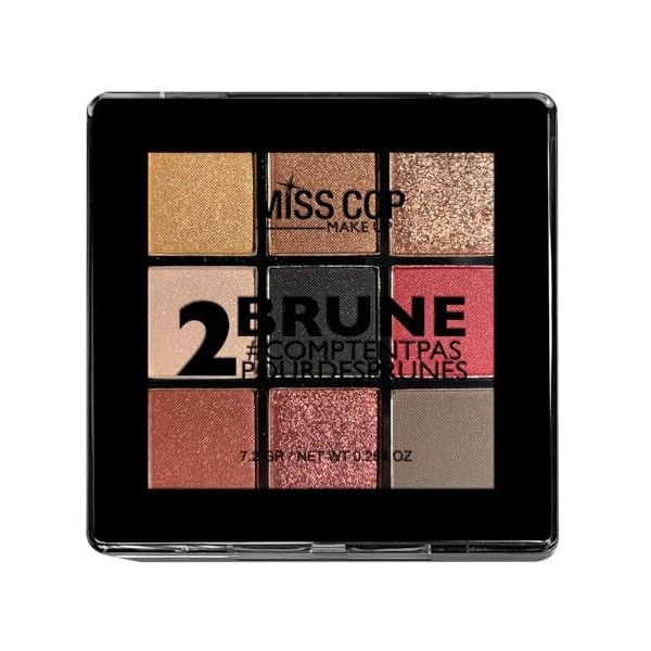 MISS COP - Palette Nuancier - couleur 02 brune – fards à paupières - fards adaptés à la couleur des cheveux - 7,2gr