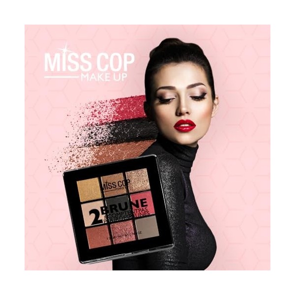 MISS COP - Palette Nuancier - couleur 02 brune – fards à paupières - fards adaptés à la couleur des cheveux - 7,2gr