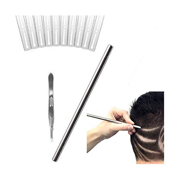 Stylo de Sculpture de Cheveux, Stylo de Rasoir Gravure de Cheveux Multifonctionnel, Pour la Formation de Sourcils de Cheveux,