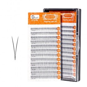 Extension de cils volume 2D - Éventail 2D pré-fabriqué - Volume russe - Courbure J B C D - Épaisseur 0,07 ~ 0,20 mm - Longueu