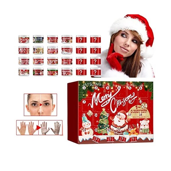 Gruwkue Calendrier 2022 La Peau, 24 Outils Beauté, Kits La Peau Calendrier Noël, Kits Beauté Noël pour Femmes Et Filles