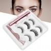 3 paires de faux cils avec pince à épiler et eye-liner liquide, ensemble de pinces à épiler liquide magnétique pour faux cils