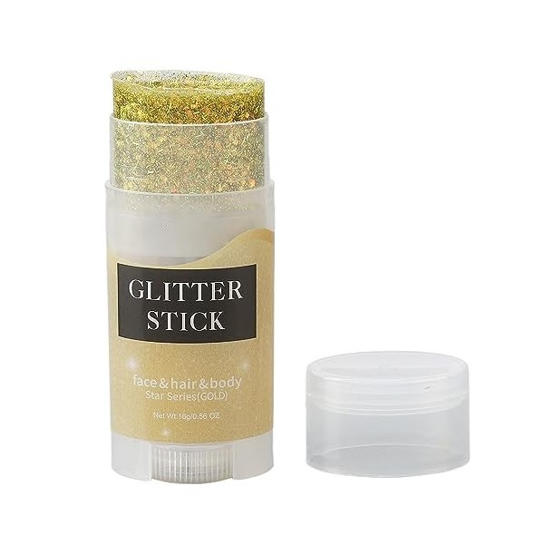 Bâton de Gel à Paillettes Dorées, Bâton Brillant à Paillettes Décoratives, Scintillant de Longue Durée pour les Cosmétiques