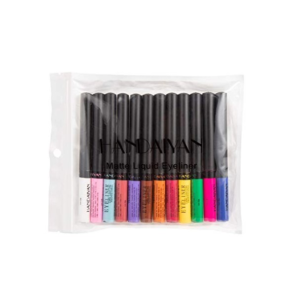 Liquide Eyeliner Set, Fulltime 12 couleurs paillettes Eyeliner liquide couleur oeil Liner imperméable maquillage yeux maquill