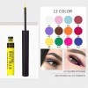 Liquide Eyeliner Set, Fulltime 12 couleurs paillettes Eyeliner liquide couleur oeil Liner imperméable maquillage yeux maquill