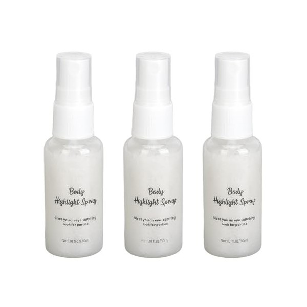 Spray pailleté pour le Corps, 3 Pièces, 30ml, Effet Brillant, Surligneur de Peau, pour Clavicule, épaule, Bras, Jambe