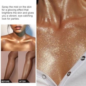 Spray pailleté pour le Corps, 3 Pièces, 30ml, Effet Brillant, Surligneur de Peau, pour Clavicule, épaule, Bras, Jambe
