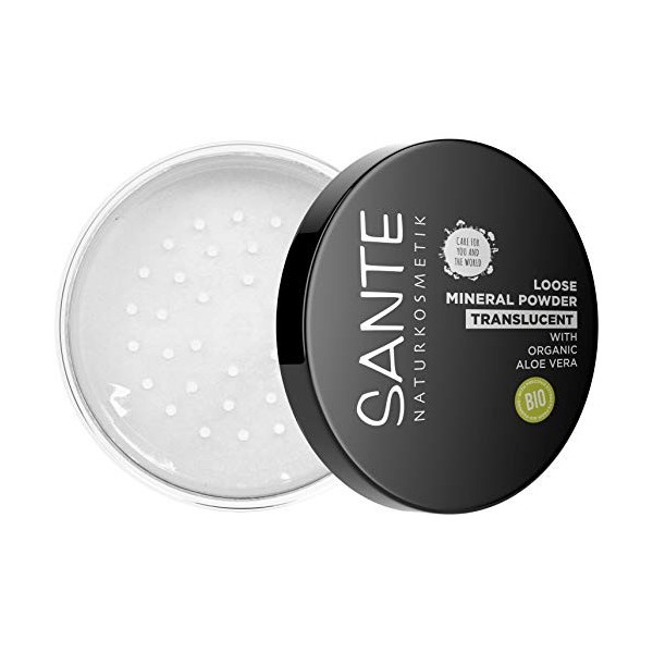 SANTE Naturkosmetik Loose Mineral Powder Poudre transparente vrac fixe longue durée pour un teint uniforme avec de laloe ver