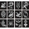 Lot de 12 pochoirs pour tatouages danimaux - Pour tatouages pailletés et aérographe, tatouage araignée, scorpion, lion, papi