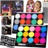 MOYKSRR Peinture Corporelle pour Le Visage, Palette de Maquillage Enfants, 30 Couleurs Peinture Visage avec 4 Pinceaux, 40 Po