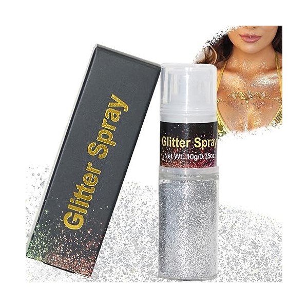 Spray Paillette Cheveux et Corps,Glitter Makeup Spray Poudre Ultrafine pour Paillettes Visage Festival Maquillage Paillette F