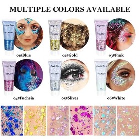 JOLIGAEA Gel Paillettes Visage, 6 Couleurs Liquide Scintillant Paillettes Corps, Gel Paillettes Corps avec 5 Brosse, Paillett