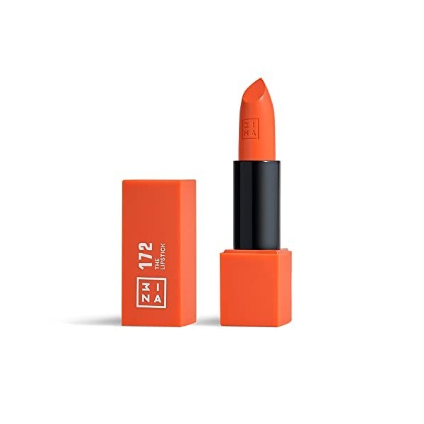 3INA MAKEUP - The Lipstick 172 - Orange sunset - Rouge à Lèvres Orange sunset avec Vitamin E et Beurre de Karité - Rouge à Lè