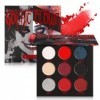 Afflano Palette Ombres à Paupières Noir Rouge Goth Clown Maquillage Halloween, Palette Fard a Paupiere Blanc Argent Pailleté 