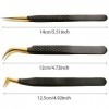 Lot de 3 tweezers professionnels pour les yeux, tweezers, tweezers, tweezers, tweezers en acier inoxydable, tweezers, tweezer