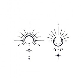 2 PCS Autocollants De Tatouage À Base De Plantes Jus Imperméables Autocollants Étoiles Et Lune Durables Sur Le Dos Des Tatoua