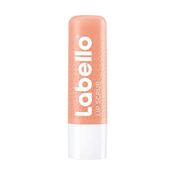 Labello Lip Scrub Fraise + Pêche 5,5 ml Soin des lèvres innovant avec des particules de gommage dorigine naturelle, exfoli Go...