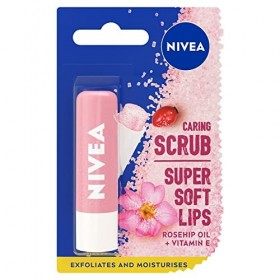 NIVEA Gommage à lèvres 2 en 1 à lhuile de cynorrhodon 5,5 ml , gommage à lèvres + vitamine E, bâton exfoliant pour les lèvr G...
