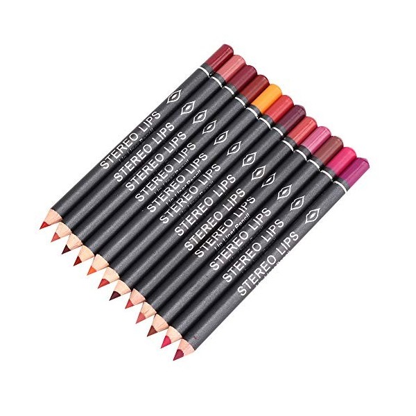 Ensemble de Crayons à Lèvres Italia Deluxe 14 × 6 × 2 Vibely 12 Pièces Lipliner Imperméable à Leau Mat Crayon à Lèvres Crayo