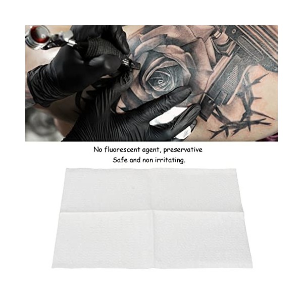 Papier de Tatouage Jetable de 68 Feuilles, Papier de Lingettes Sèches pour Tatouage, Papier de Lingettes Sèches pour Tatouage